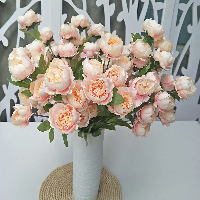 

7 Head Rose Artificial Flower Bouquet Home Decor Wedding Holding Flowers Room Balkon Decoration Centro De Mesa Decorativo 2023