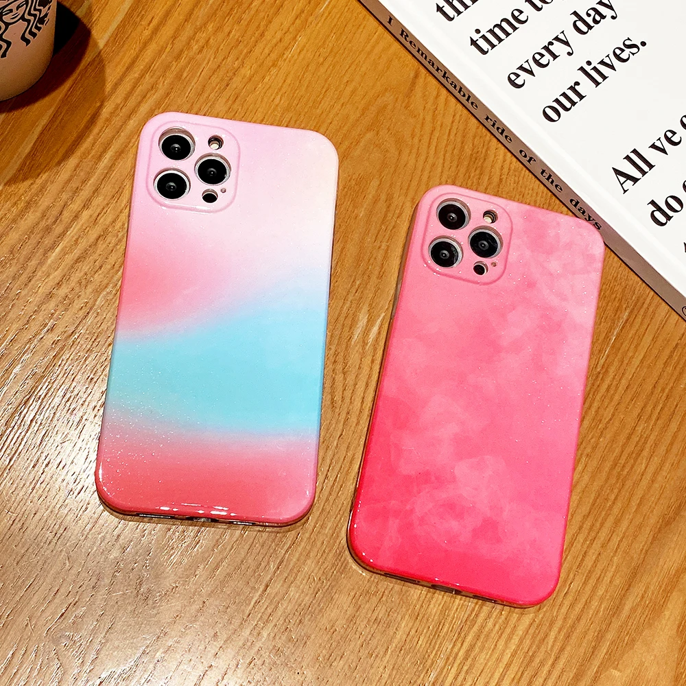 

INS Fashion Creative Gradient Color Phone Cases For iPhone 13 12 11 Pro Max XR XS MAX X 7 Lady Girl Shockproof Soft TPU Shell