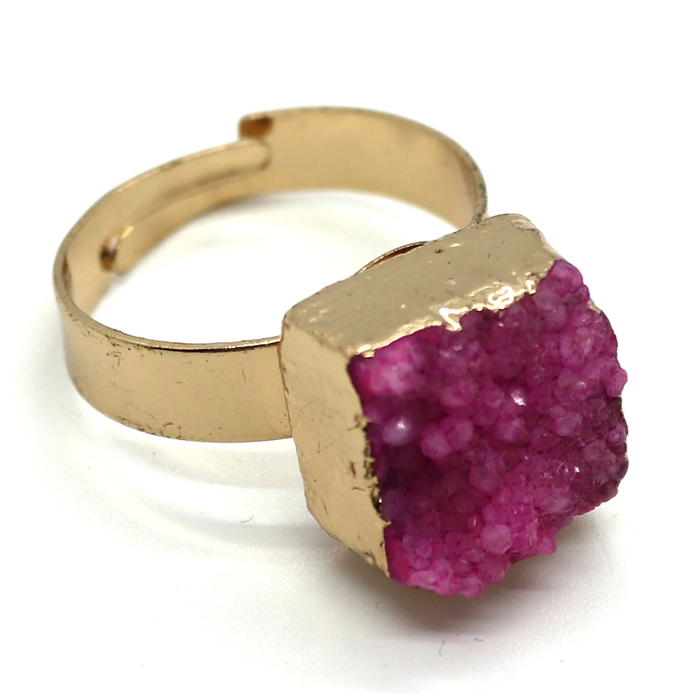 Кольцо из натурального камня с квадратным кристаллом 12 мм регулируемое красивое