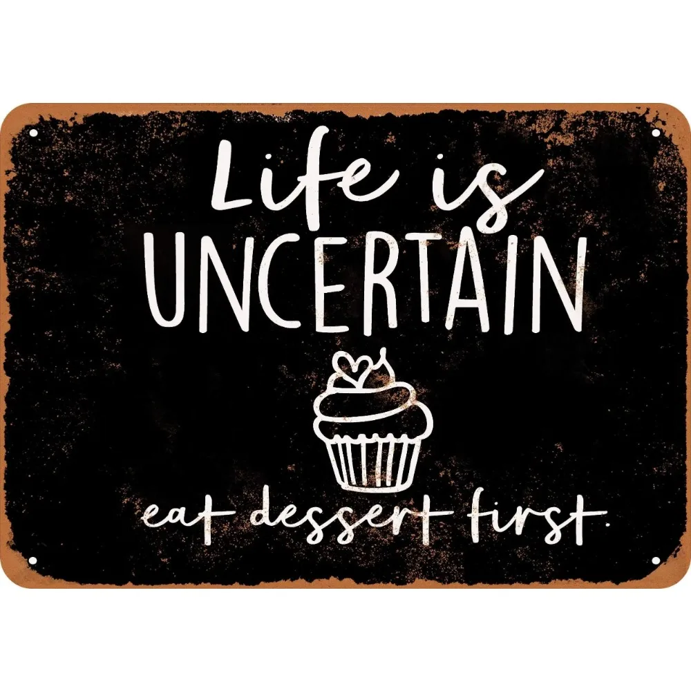 

Сначала «Съешь десерт» (черный фон), металлический жестяной знак 12X8 дюймов, винтажный Настенный декор