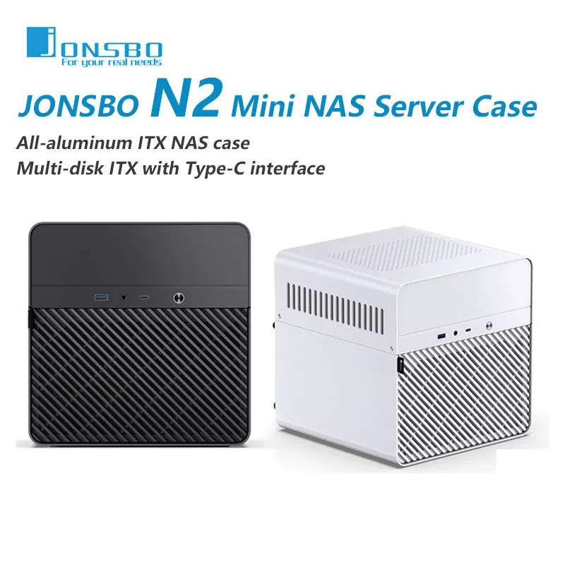 JONSBO N2 ITX Mini NAS Server Small Case All-In-One Aluminum Suitcase Portable Case 5 Hard Disk Location Hot-Swappable Chassis