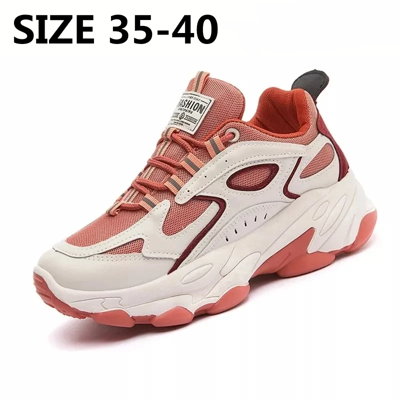 

Women's Chunky Sneakers Thick Bottom Platform Vulcanize Shoes Fashion Breathable Casual Shoes for Woman Female 2021 New