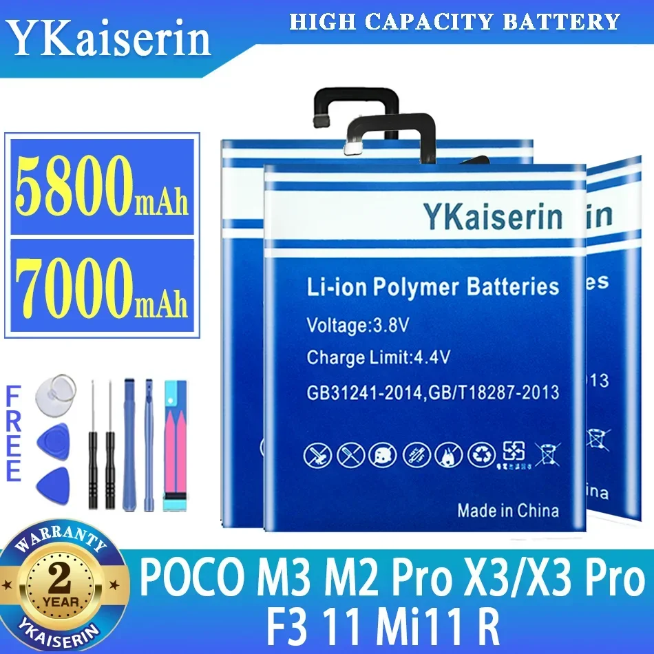 Аккумулятор YKaiserin для Xiaomi POCO M3 M2 Pro M2Pro X3 Poco X3Pro F3 11 Mi11 R аккумуляторы мобильных