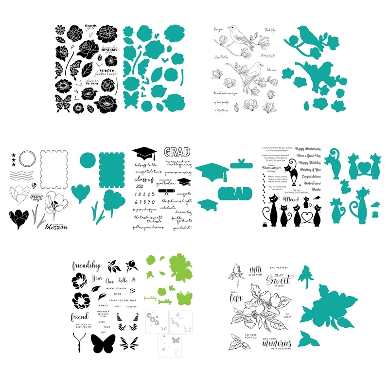 

May 2023 New Spring in Bloom Hats Off Create Friendship Clear Stamps Stencils Cutting Dies for Scrapbooking Frame Card Craft