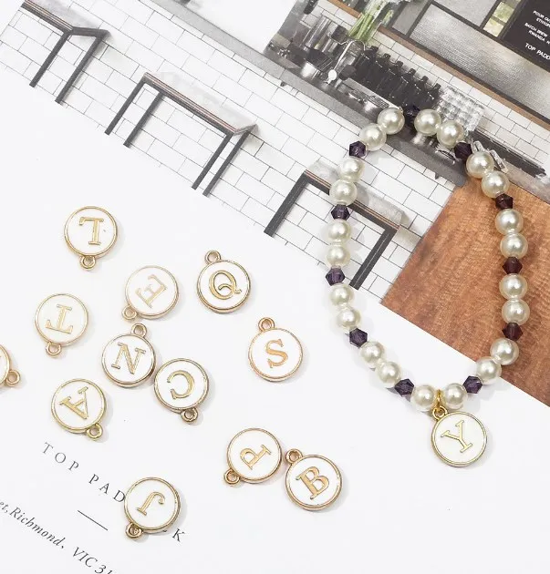 10 шт. 12 мм сплав капает масло 26 букв Сделай Сам россыпью подвеска с бусинами