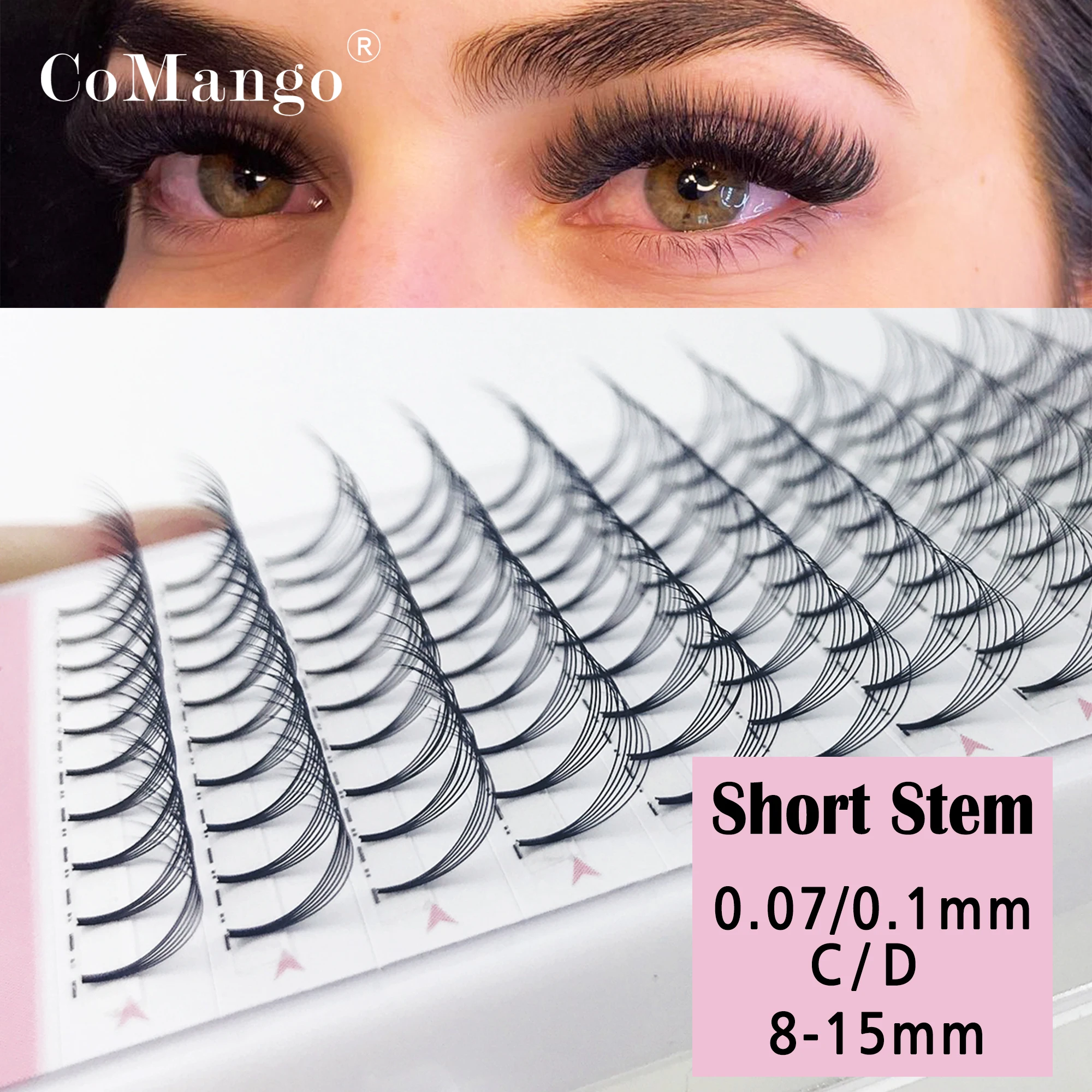 

CoMango Premade Volume Fans Eye Lashes Extension Bulk 3D 4D 5D 6D 10D Short Stem 0.07/0.10 C/D Curl Volume Premade Fans