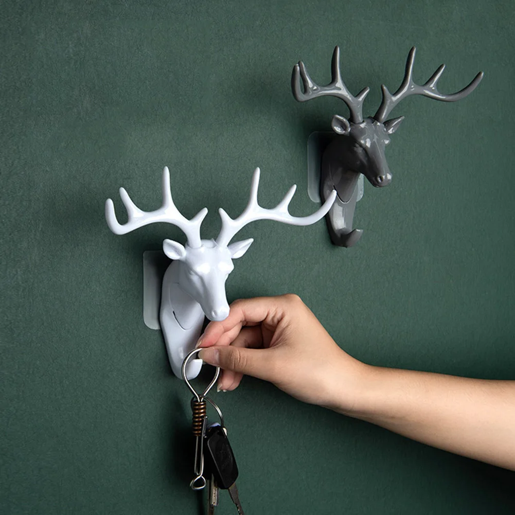 

Antler Traceless Hook Hat Scarf Bag Key Storage Holder Creative Wall Decor Multifunction Self-adhesive Storage Rack Cute Hooks