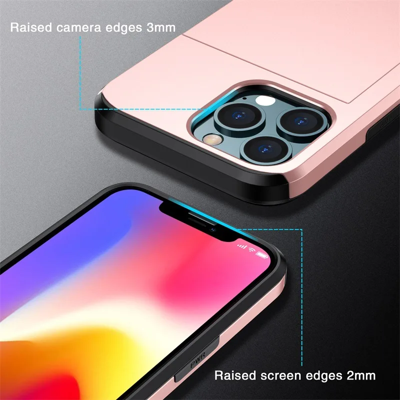 Card Slot Cell Phone Case for Iphone 11 12 13 Pro Max Smartphone Accessories Smart Phone Back Cover Shockproof Card Bag Cases