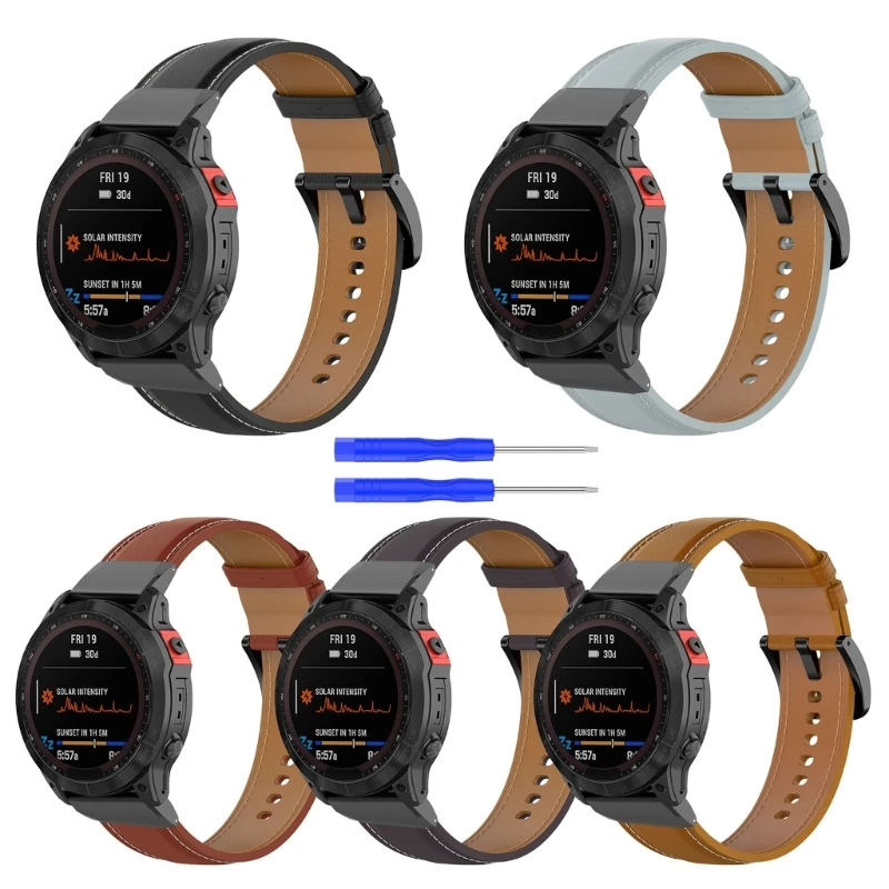 

Ремешок для часов Fenix 7/Fenix 7X 22 мм 26 мм, водонепроницаемый кожаный сменный Браслет для часов, не выцветает, H8WD