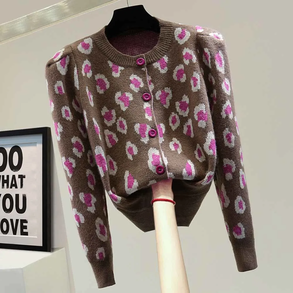 

Leopard Jackets Vintage Crop Long Sleeve Jacket Women Spring Autumn Clothes Korean Fashion Coats Female Tops Outwear