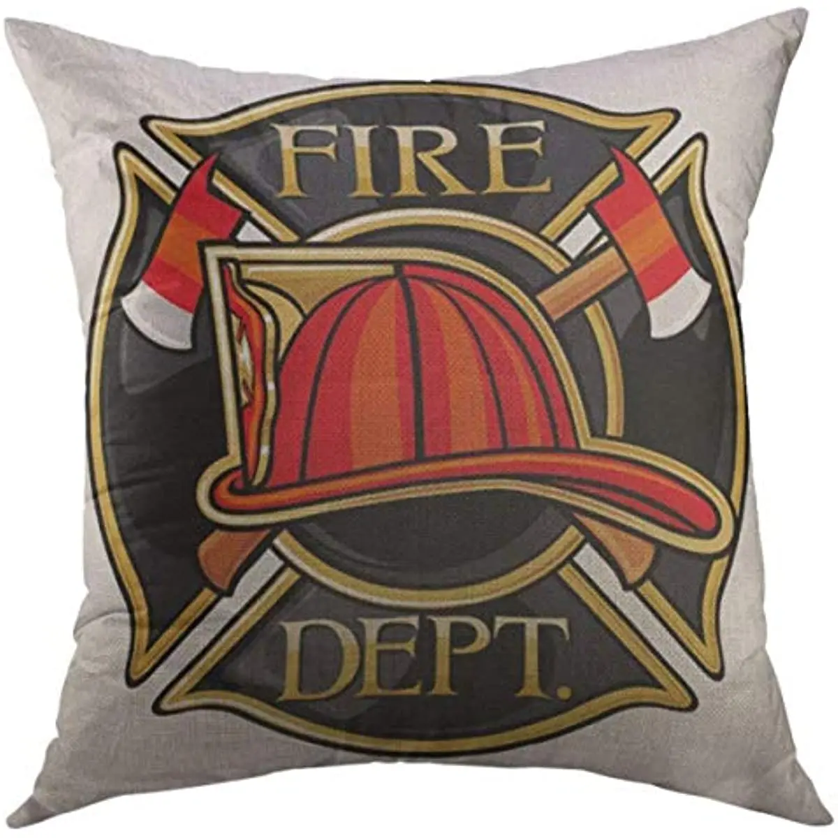 

Red Badge Fire Department or Firefighters Maltese Cross Symbol Truck Helmet Home Decor Pillow Case 18x18 Incn