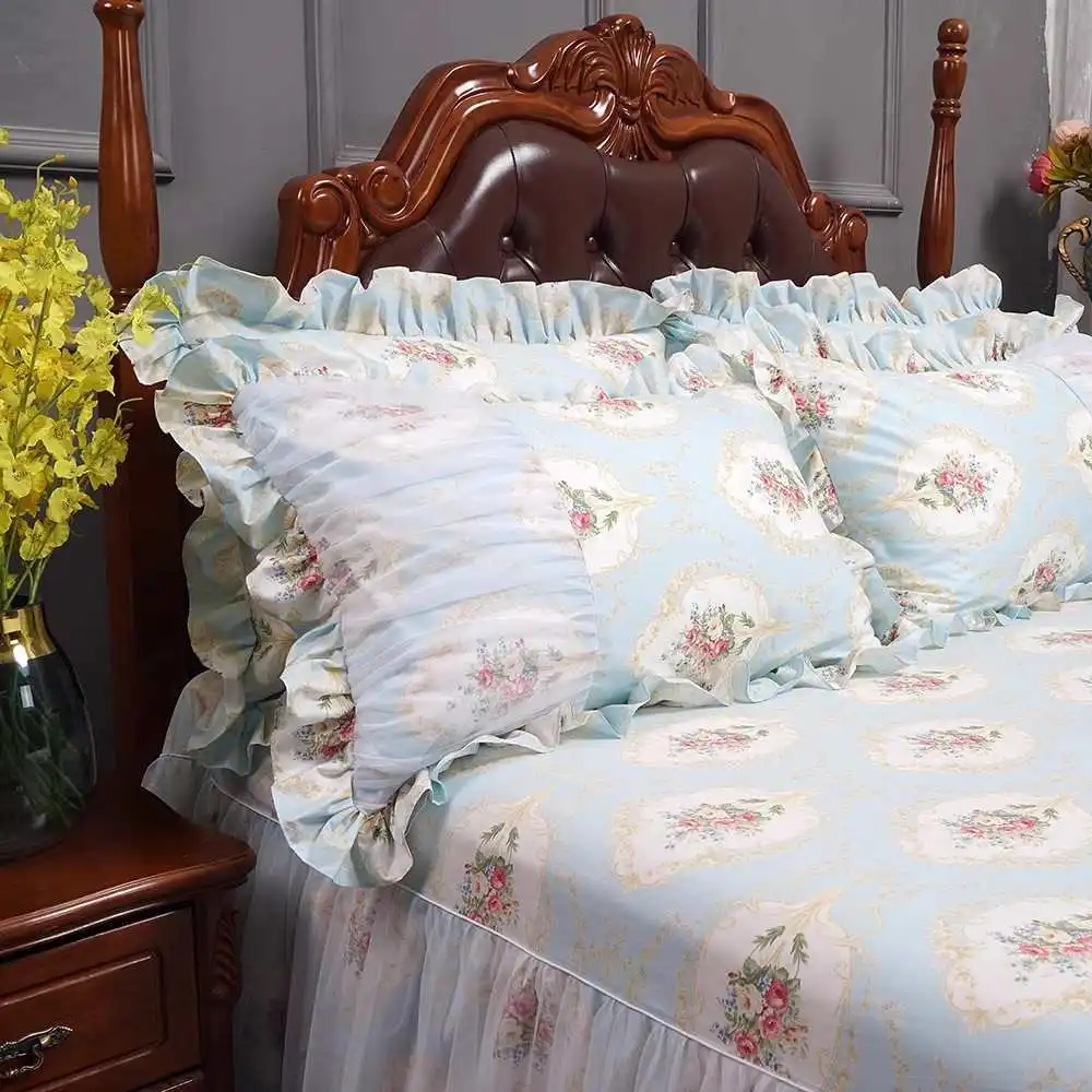 Princess Lace Bed Skirt One-Piece Pure Cotton Double Bedspread Non-Slip Simmons .8 M2.0