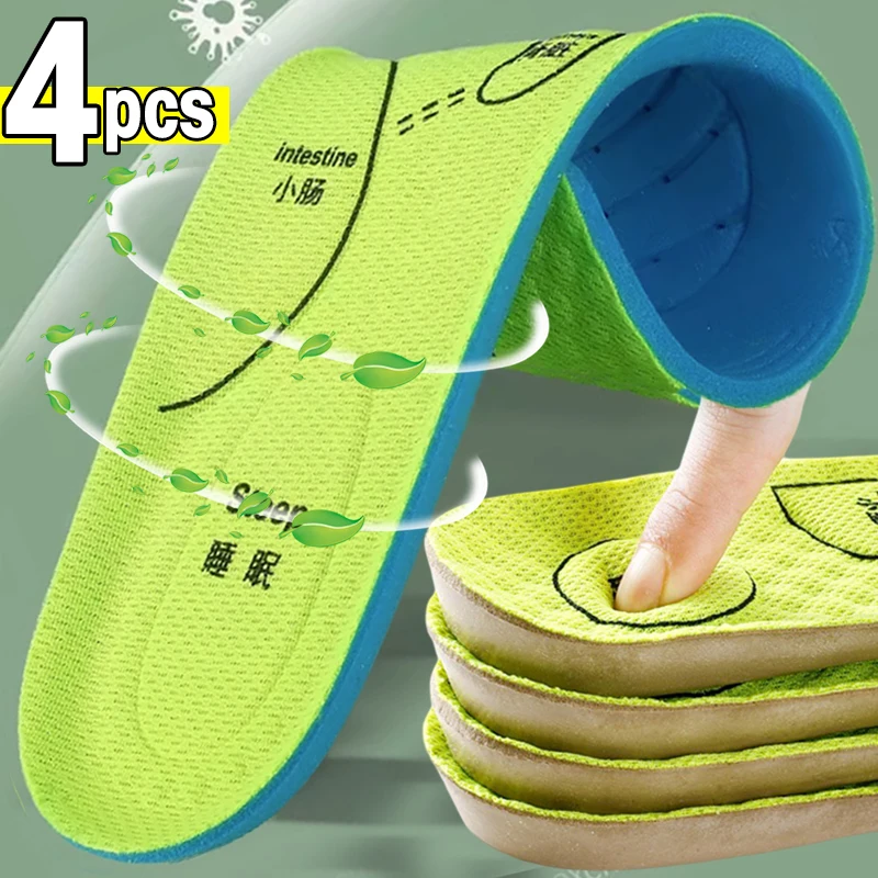 4PCS Foot Acupressure Insole Men Women Soft Breathable Sports Cushion Inserts Sweat-absorbing Deodorant Insole Shoe Pads