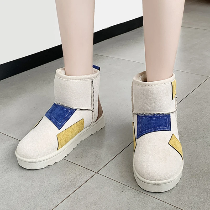 

2022 Winter Shoes Plush Warm Flat Ankle Boots for Woman Cheap Fur Snow Boots Women Comfortable Slip on Women's Boots Botas Mujer