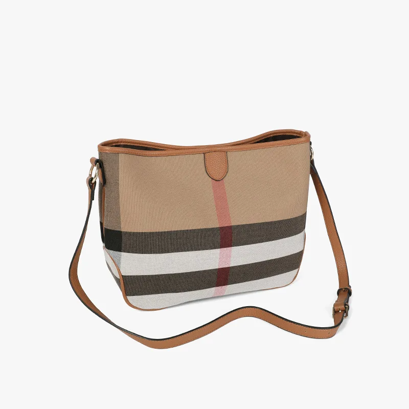 

Trend 2022 Women's Handbag Canvas + PU Women's Bags Luxury Plaid Totes Leather Handbags High Quality Canvas Women Shoulder Bags
