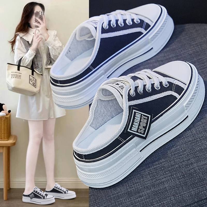 

New Women Fashion Outdoor Versatile Lightweight Half trailer Comfortable canvas shoe Shoe
