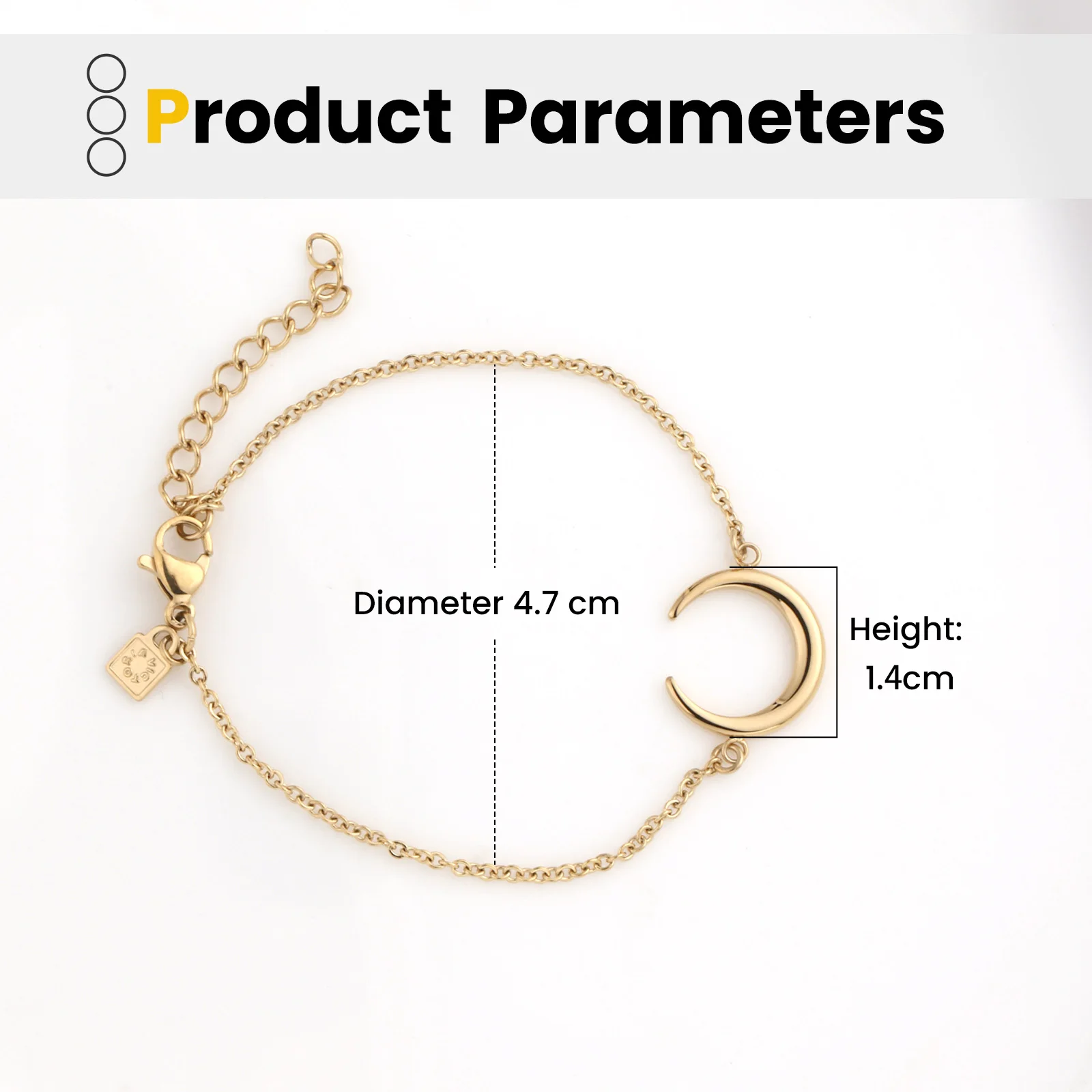 

Ladies CZ Crescent Pendant Bracelet Charm Gold Chain Half Moon Best Friend Bracelet Women Gifts Vintage Body Jewelry