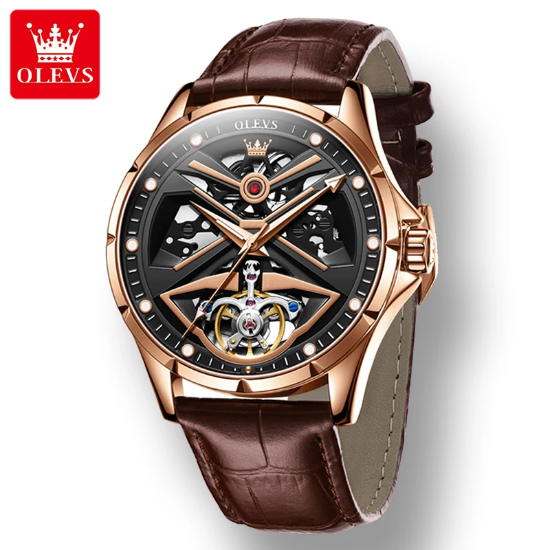 

OLEVS 6655 Fashion Hollow-carved Watch For Men Stainless Steel Strap Automatic Mechanical Waterproof Men Wristwatch