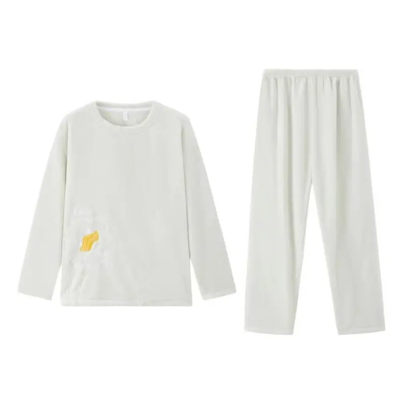 Women's Autumn Winter Warm Flannel Women Pyjamas Sets Thick Coral Velvet Long Sleeve Cartoon Sleepwear Thin Flannel Pajamas Set