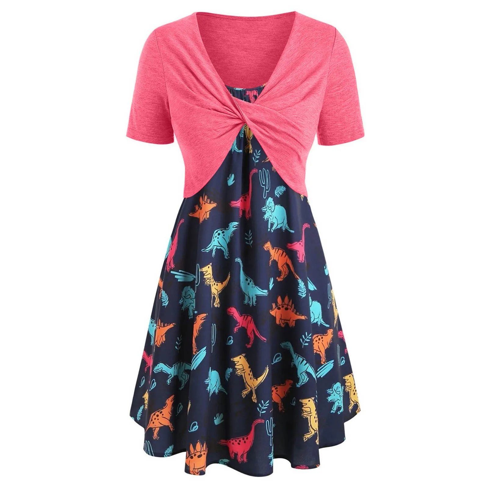 

Женское платье с V-образным вырезом и коротким рукавом