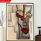 Алмазная вышивка сделай сам Пикассо, абстрактная вышивка, круглая мультяшная Алмазная мозаика, украшение для гостиной, картина Стразы