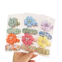 2022 infant hairpin pearl flower hair clips for girls side bang clip kawaii floral baby hair accessories hair bands for children
