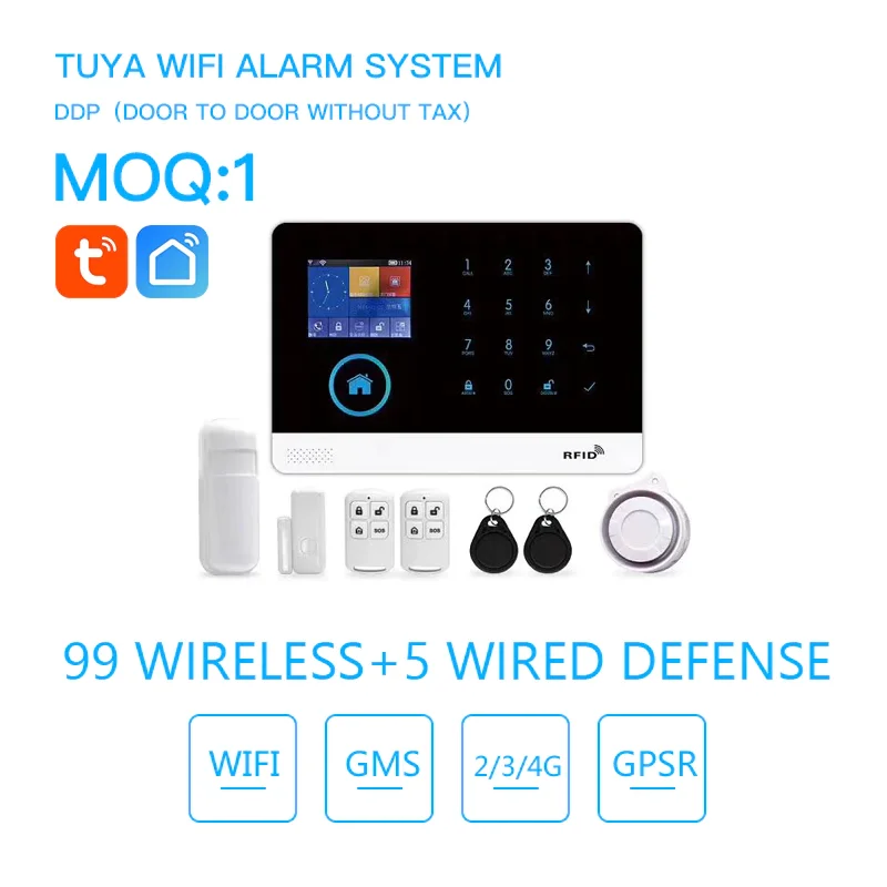 Home security alarm system Tuya  APP with PIR motion and door window sensor enlarge