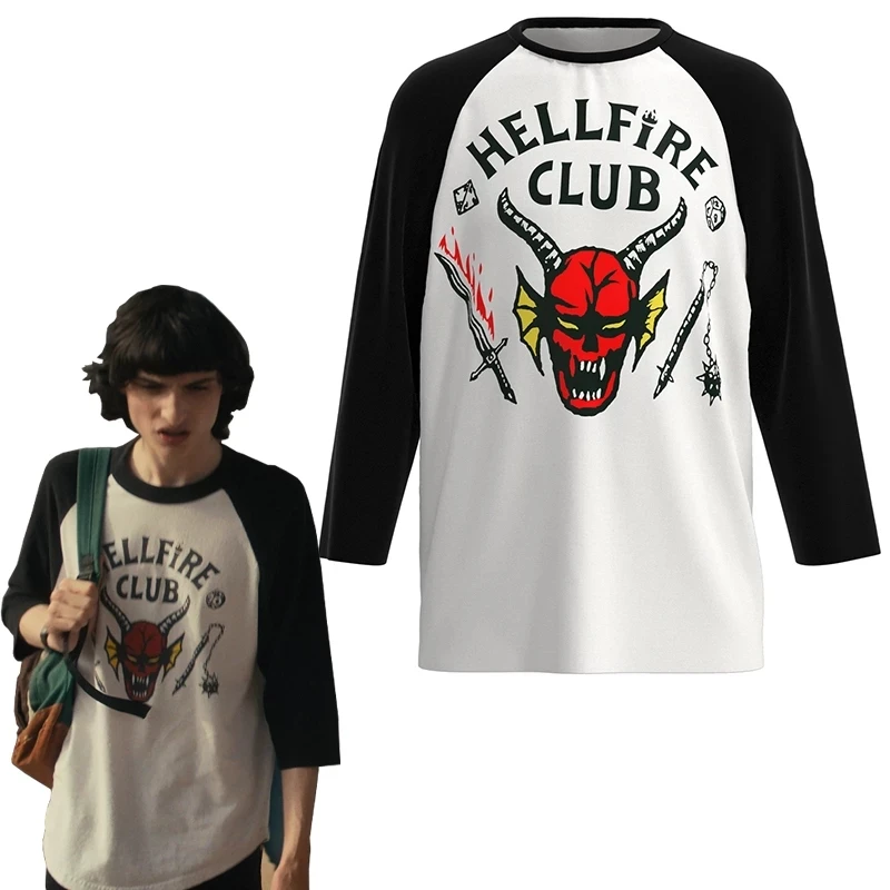 

Adult Kids Stranger Things Season 4 Cosplay Costumes Dustin Shirt Coat Hellfire Club T-shirt Short Sleeve Adult Unisex Prop Gift