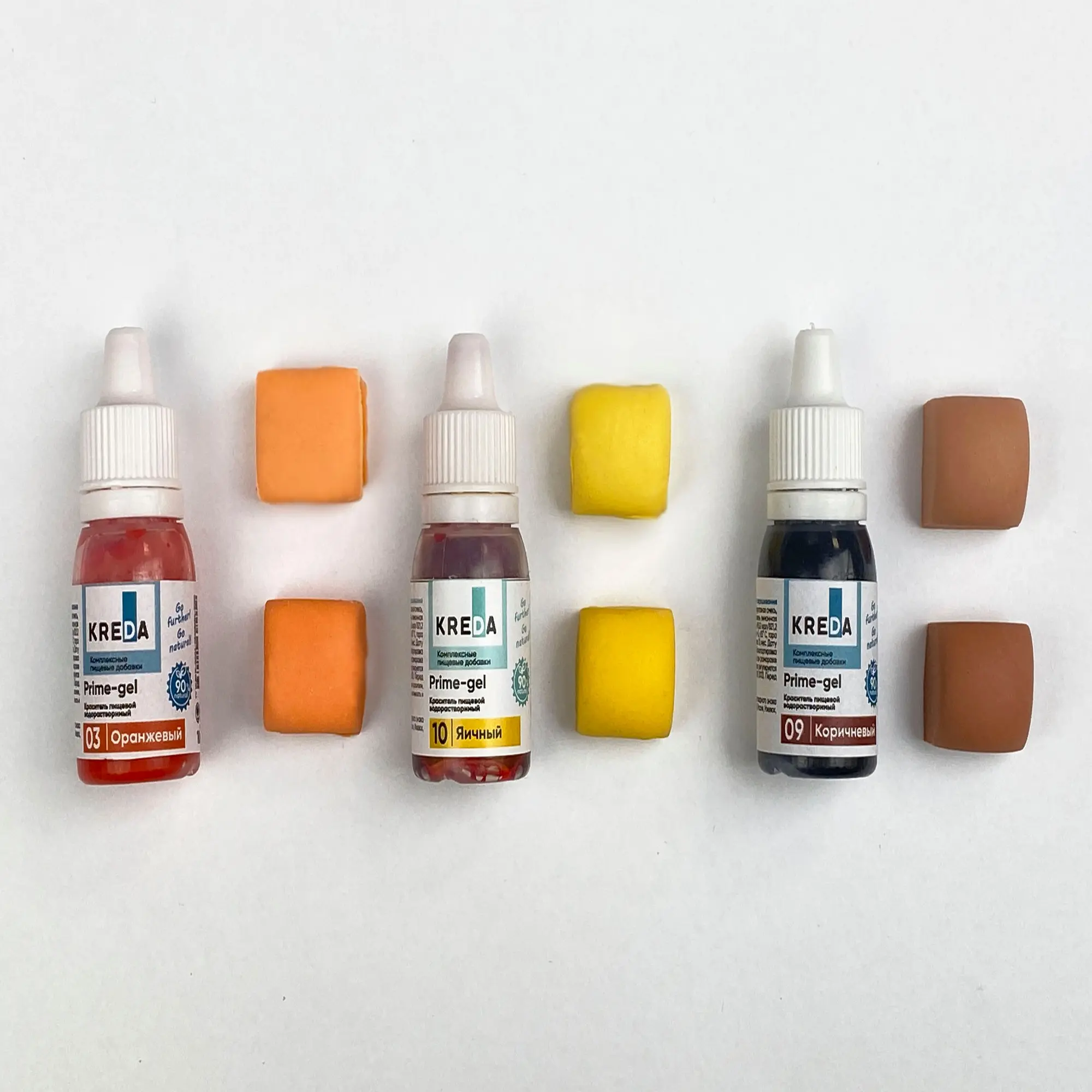 Универсальные гелевые красители KREDA Prime-gel для кулинарии,мыловарения,слаймов комплект из 3 шт по 10мл