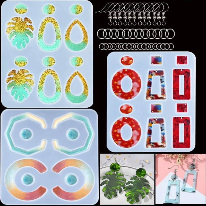 

Crystal Epoxy Resin UV Glue Mold Earring Pendant Casting Silicone Mould Creative DIY Molds Crafts Jewelry Making Tools Kit