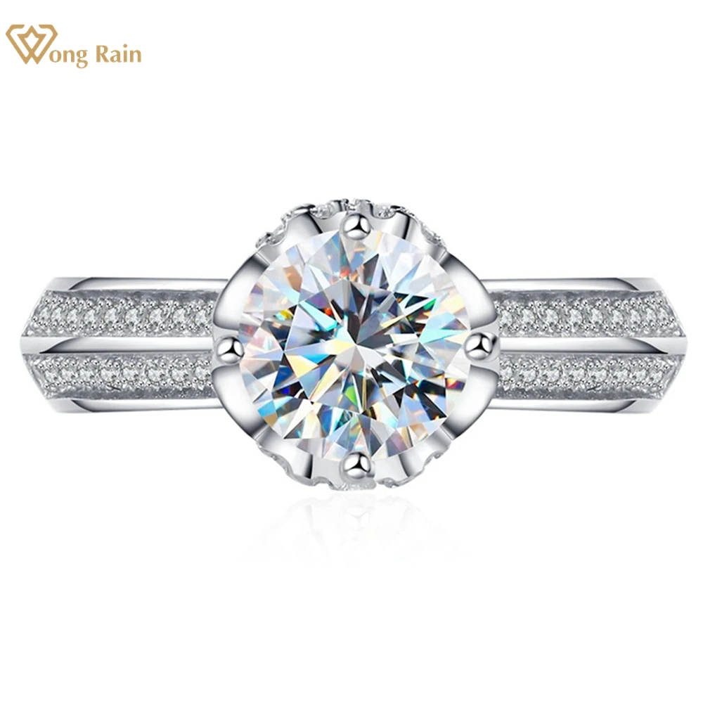 

Wong Rain Classic 100% 925 Sterling Silver D 1CT Real Moissanite Diamonds Sparkling Ring for Women Wedding Engagement Jewelry