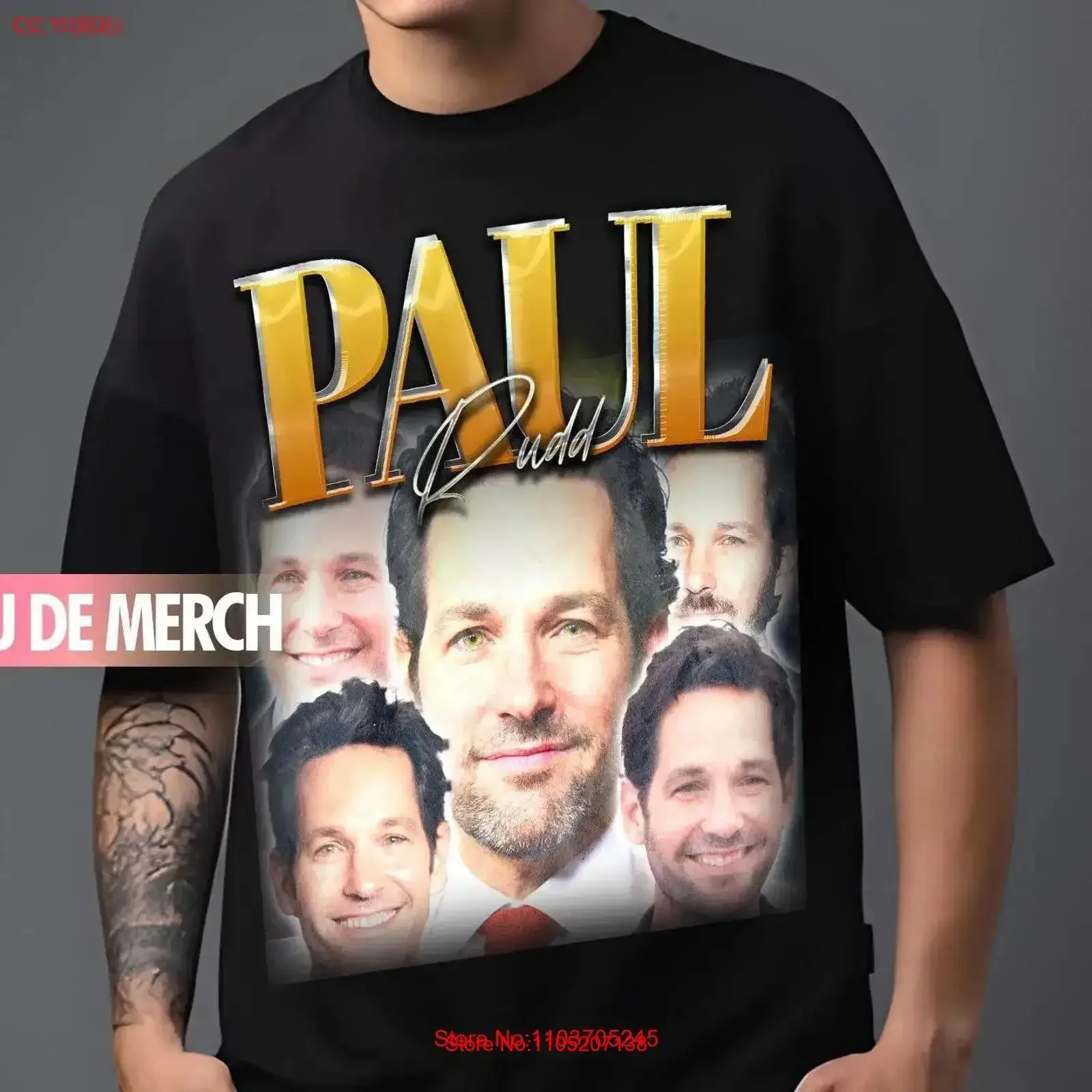 Фото PAUL RUDD TEES Винтажная футболка 90-х годов Tribute Merch Homage Fans Забавная винтажная стираная дизайнерская одежда Универсальная повседневная уличная одежда №1