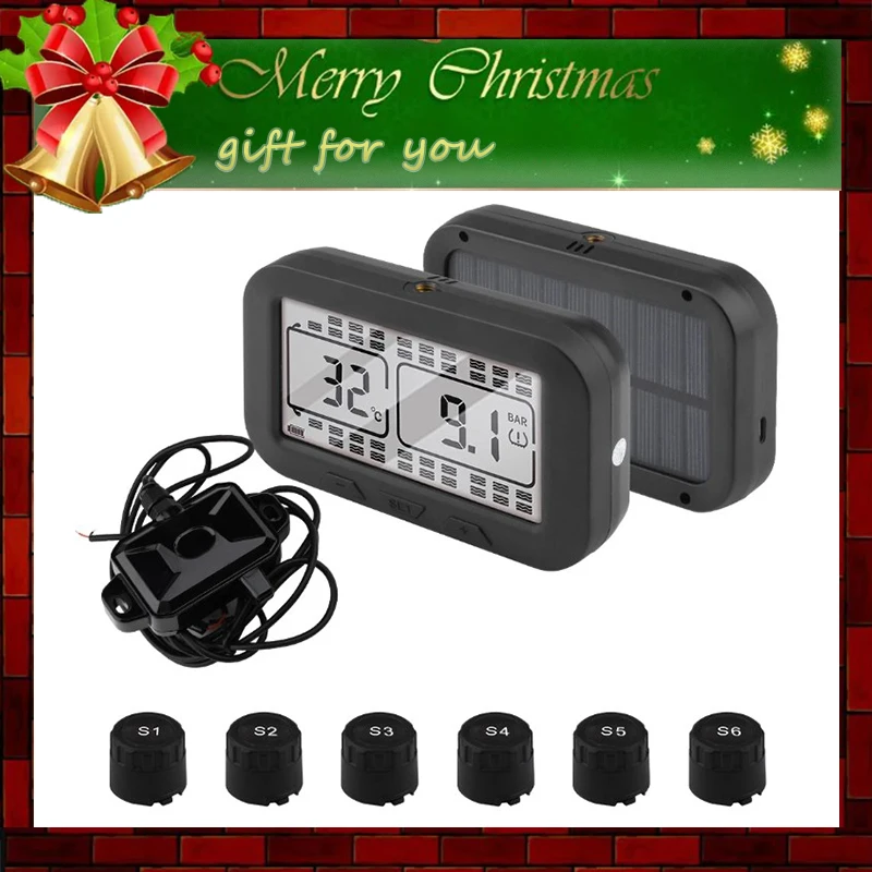 

Car 18 Tires Solar Power TPMS 217psi Wireless Tire Pressure Temperature Monitoring System For Auto Truck Trailer RV BUS Vehicle
