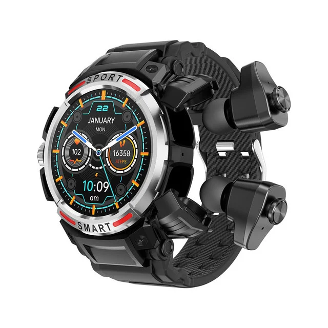 

1.43" Amoled Original Smartwatch TWS Headphones 2-in-1 Men Outdoor Sports Watch Bluetooth Call Recording Smart Watch Local Music