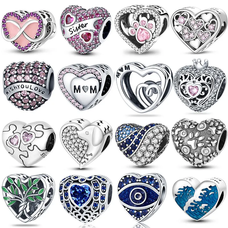 Женские Шармы и бусины из серебра 925 пробы с фианитами подходят для оригинального