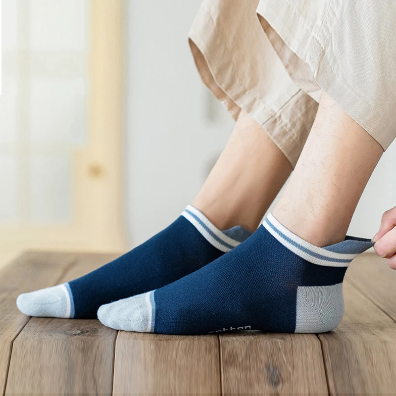 3 Pairs Men Fashion Cotton Socks Breathable Non-slip Anti Friction Ankle Short Street Funny Sock Plus Size EU 39-46 High Quality