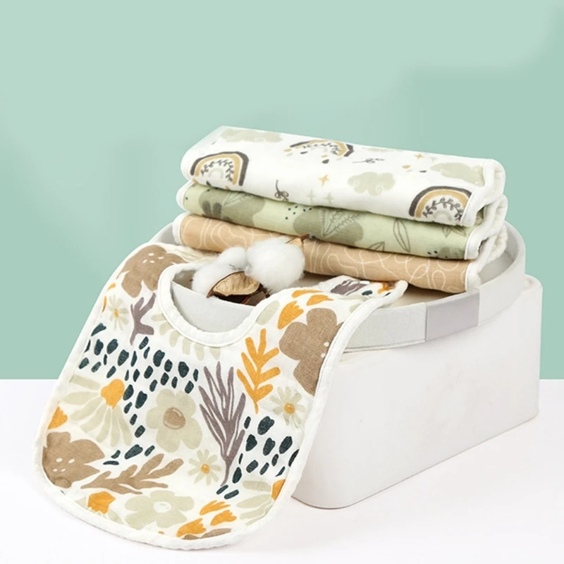 

Baby Feeding Bibs Breathable Drooling Apron Newborns Burp Cloths Thickened Bibs