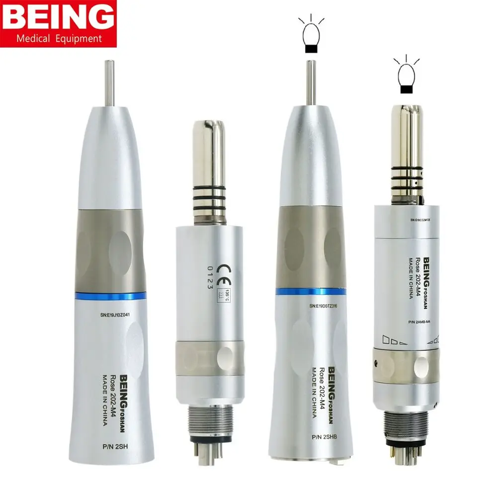 BEING Dental 1:1 Low Speed Fiber Optic Straight Handpiece 4 Holes 6 Holes LED Air Motor fit KaVo NSK E Type