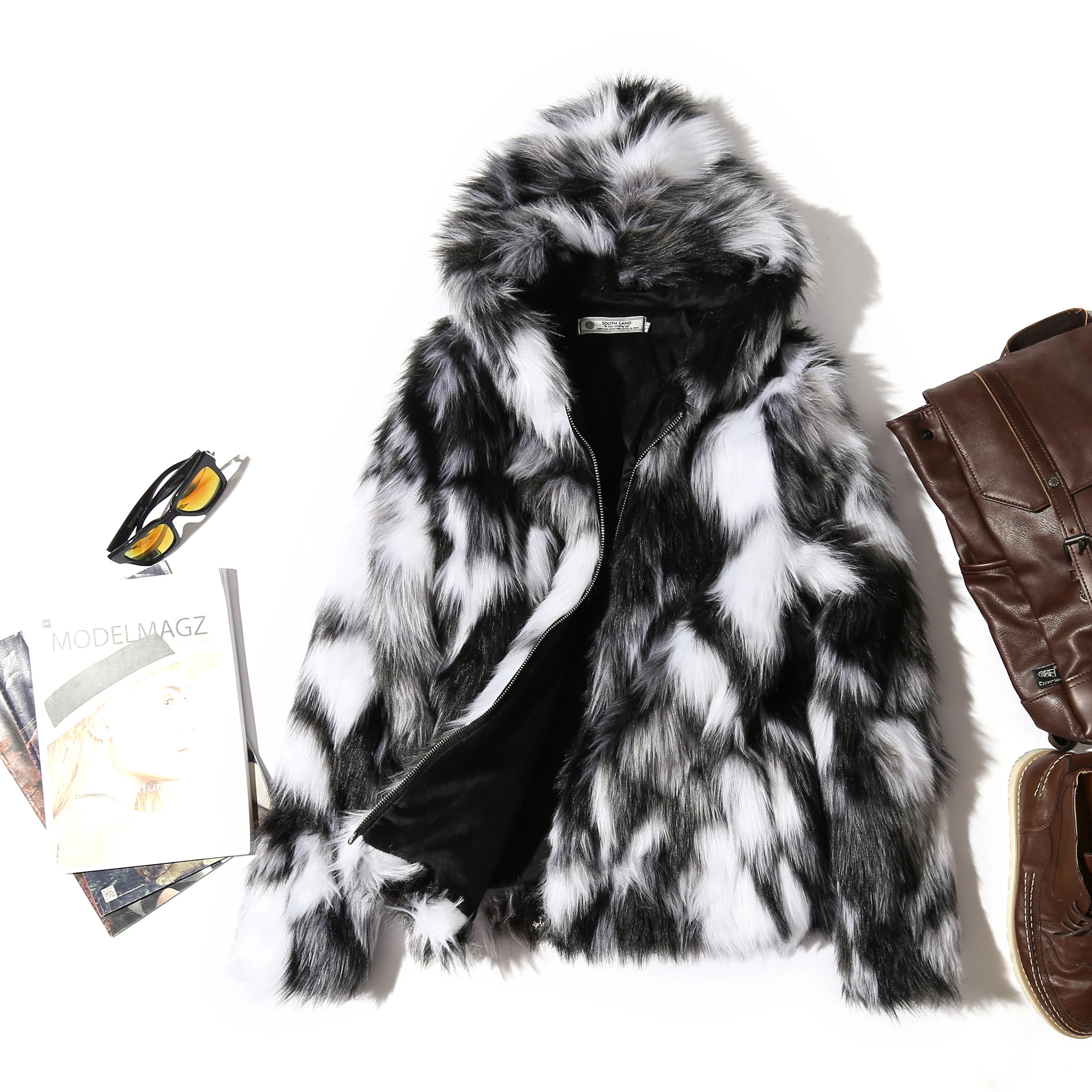 

2022 Winter Warm Fleece Faux Fur Casual Mens Hooded Jacket Fashion Thick Boutique Fashionable Male Streetwear Slim Coats W197