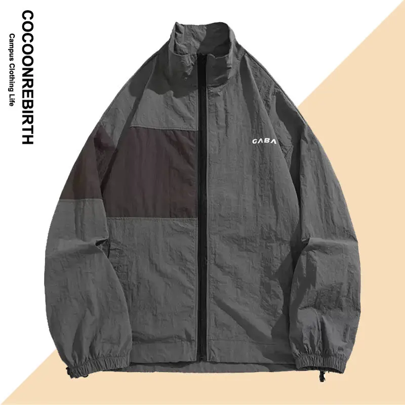 

Летняя японская Солнцезащитная куртка в стиле Харадзюку для мужчин и женщин, ветровка с пэчворком и принтом, уличная одежда с защитой от ультрафиолета, верхняя одежда унисекс