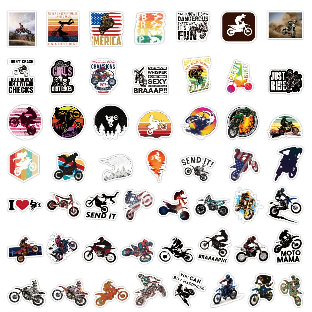 103050pcs cool dirt bike motorcycle stickers skateboard laptop phone car bike guitar luggage moto waterproof graffiti sticker free global shipping