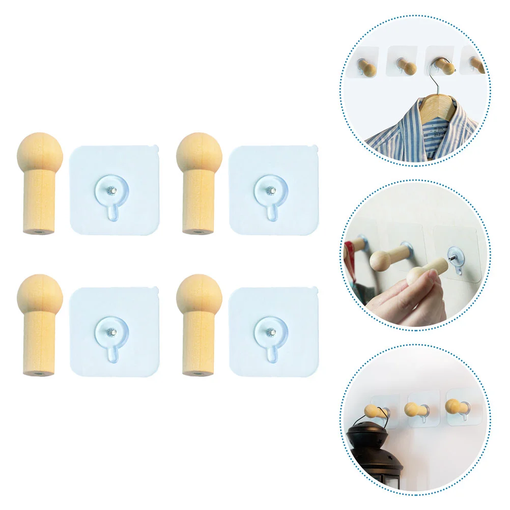 

4Pcs Household Clothes Hooks Nail-free Hat Hooks Nordic Wall Hooks Hat Accessory