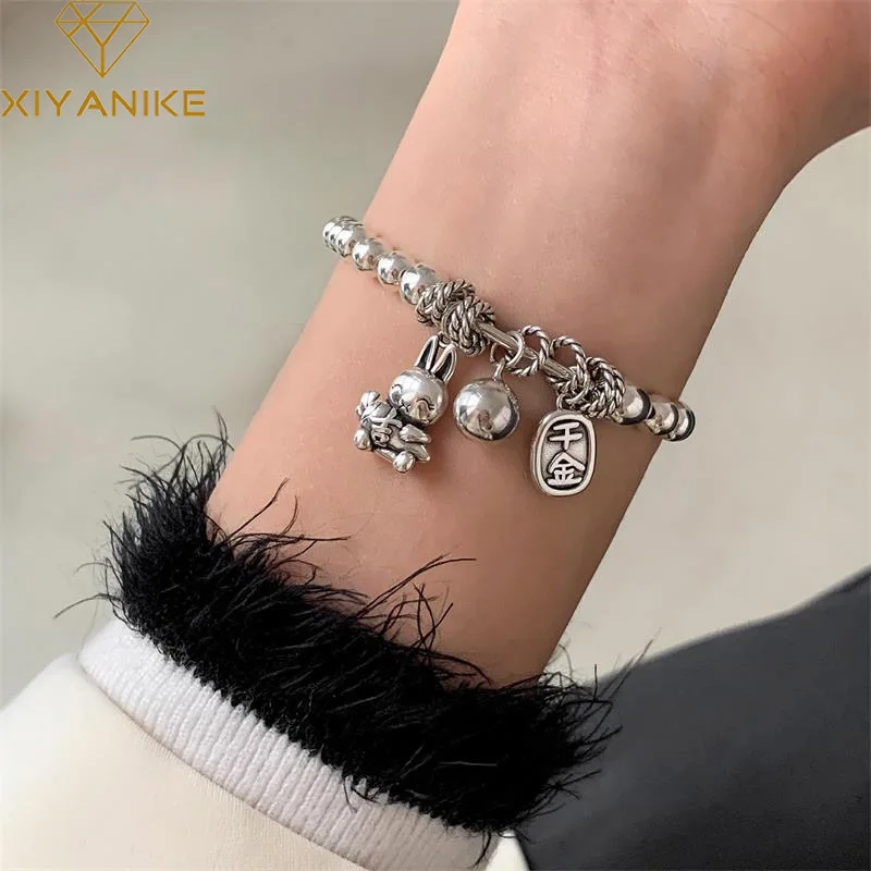 

DAYIN Rabbit Round Bead Bracelet For Women Girl Luxury Retro Fashion 2023 New Hot Jewelry Friend Gift Party Pulseras Mujer