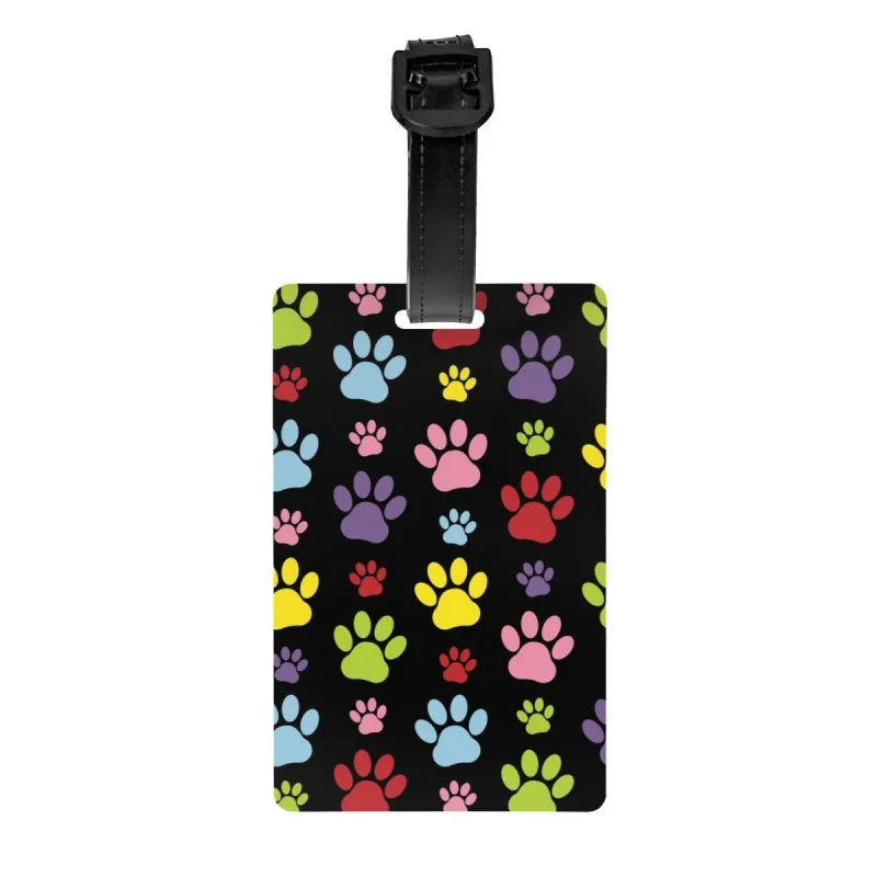 

Custom Colorful Paws Pattern Luggage Tag Privacy Protection Dog Paw Prints Pet Baggage Tags Travel Bag Labels Suitcase