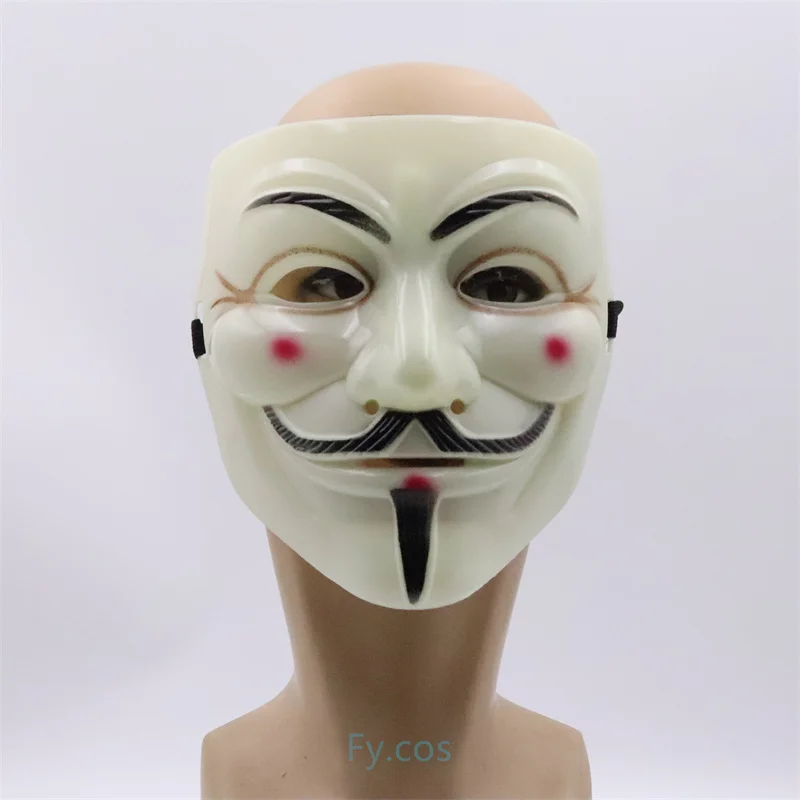 

V Mask Face Carnival Steampunk Cosplay Costumes Men Anime Black White Vendetta Smile Anonymous Headwear Halloween Party Props