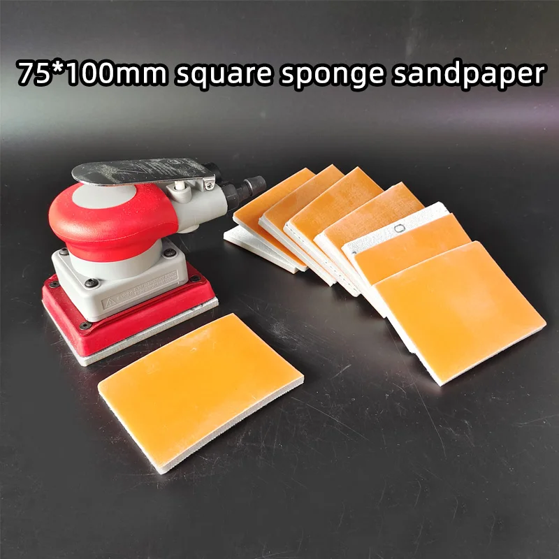 Square Pneumatic Sanding Locomotive Paint Orange Peel Dry Grinder Sponge Sandpaper Polishing 75/100