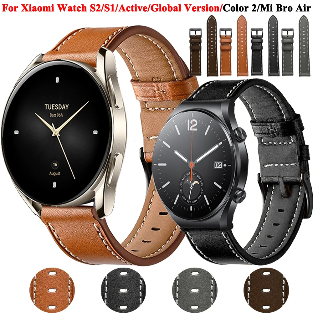 

Ремешок кожаный для наручных часов Xiaomi Color 2 MI Watch S1/Pro Active, браслет для смарт-часов Mi S2 42 46 мм, 20 22 мм