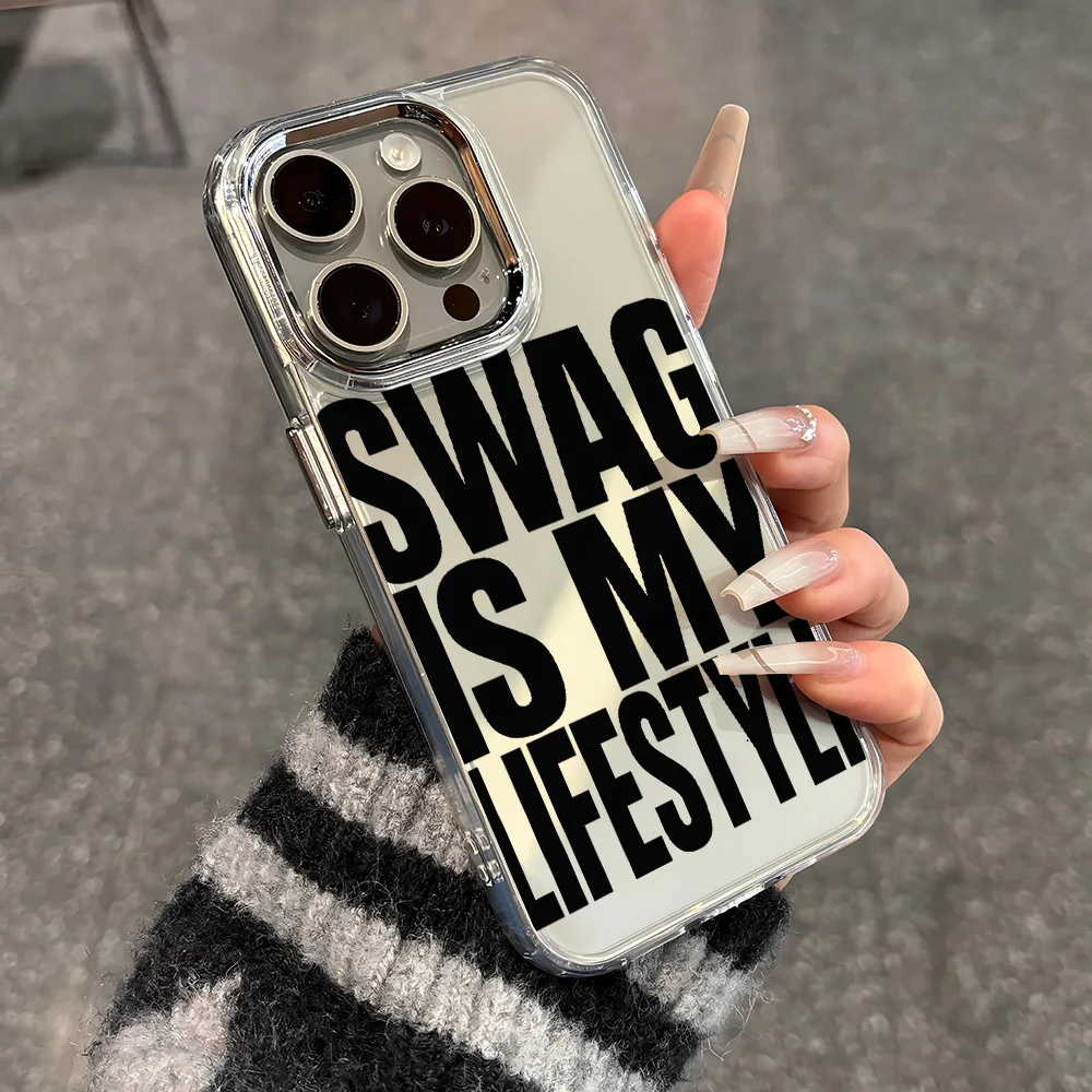 Фото Модный чехол для телефона «Hot GIRLS LOVE MY SWAG» для iPhone 17, 16e, 16, 15, 14, 13, 12, 11 Mini, Pro, Max, X, XR, XS Max, 8, 7, Air, Plus, прозрачный №3
