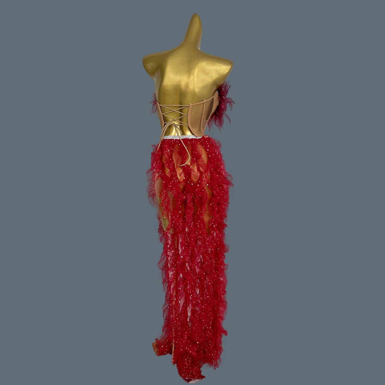 Красные нестандартные кружевные женские платья вечернее платье с блестками для