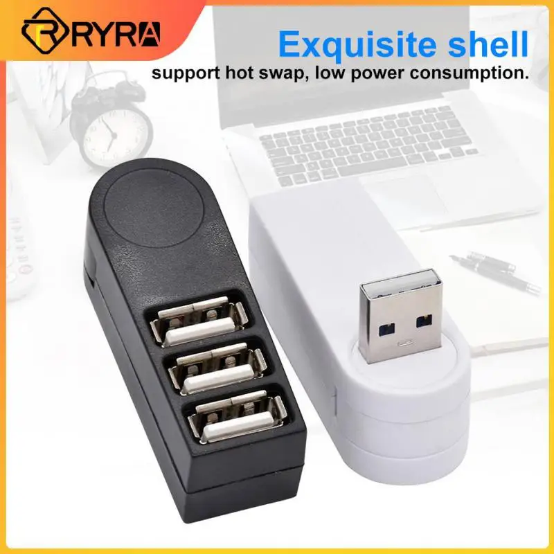 

RYRA USB Hub 2.0 Adapter Rotate High Speed U Disk Reader Splitter 3 Ports USB 2.0 For Computer PC Laptop Mini Accessories